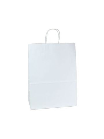 Recycled White Paper Shopping Bags, 13" x 7" x 17" (Impala)