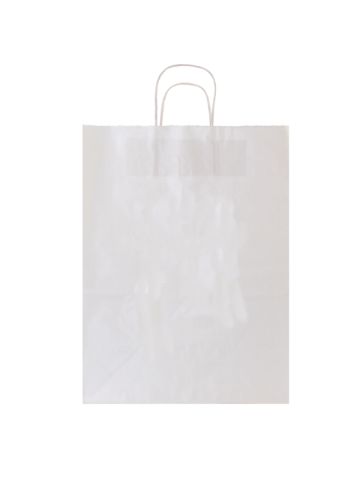Recycled White Kraft Paper Shopping Bags, 13" x 7" x 17" 