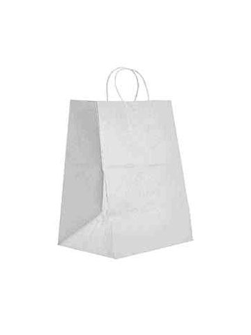 Recycled White Kraft Paper Shopping Bags, 13" x 6" x 15-3/4" (Senior)
