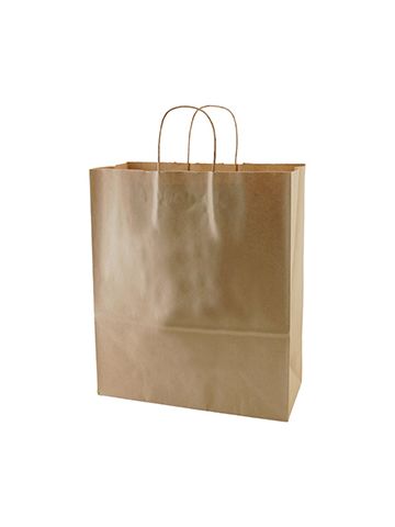 Recycled Natural Kraft Paper Shopping Bags, 13" x 6" x 15-3/4" (Senior)
