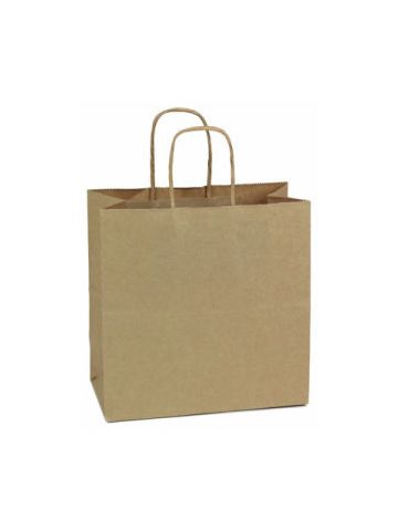 Recycled Natural Kraft Paper Shopping Bags, 10" x 5" x 10"