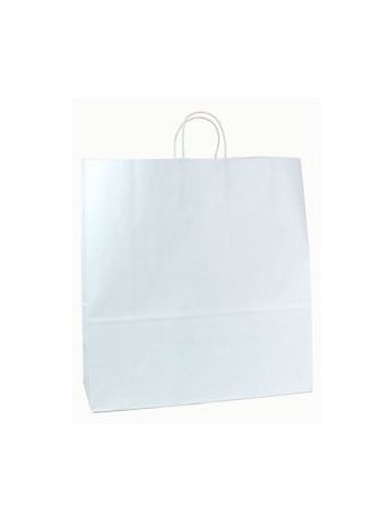 Recycled White Paper Shopping Bags, 18" x 7" x 18" (Jumbo)