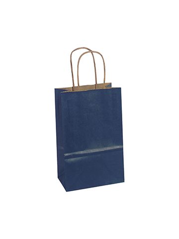 Navy, Small Recycled Paper Shopping Bags, 5-1/2" x 3-1/4" x 8-3/8" (Gem)
