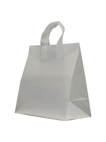 Clear Frosted Shoppers with Loop Handles, 13" x 7" x 13" x 7"