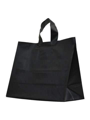 Black Frosted Shoppers with Loop Handles, 16" x 6" x 12" x 6"