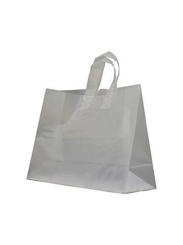 Clear Frosted Shoppers with Loop Handles, 16" x 6" x 12" x 6"