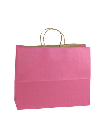 Pink, Large Shadow Stripe Paper Shopping Bags, 16" x 6" x 13" (Vogue)