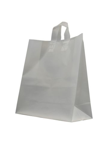 Clear Frosted Shoppers with Loop Handles, 17" x 7" x 18" x 7"