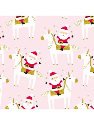 Santas Pink Unicorn, Holiday Animal Gift Wrap