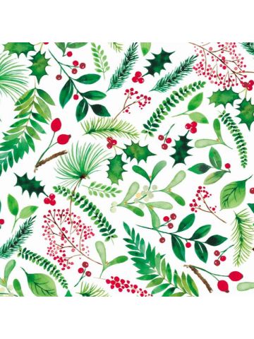 Watercolor Holly, Mistletoe Gift Wrap