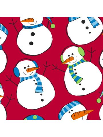 Red Tossed Snowmen, Snowman Gift Wrap