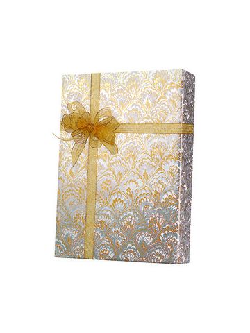 Valentine Gift Wrap, Gold & Silver Feathers