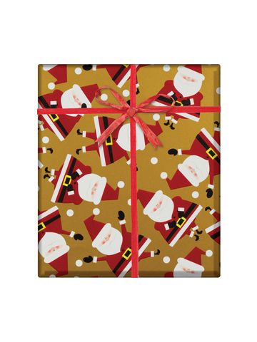 Christmas Giftwrap, Dancing Santa Gold Collection, 10' x 30"