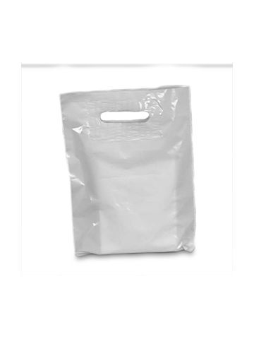 White, Large Patch Handle Plastic Merchandise Bags