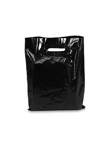 Black, Large Patch Handle Plastic Merchandise Bags