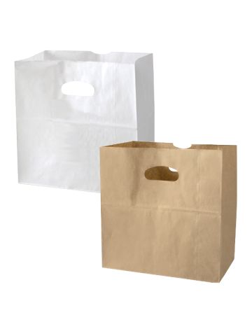 APPLE BAG White & Gray Sturdy Matte Paper Gift / Shopping BAG  8"X11"X5" Empty