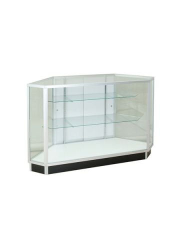 Silver Corner Case with adjustable shelves, 42" x 20" x 38"
