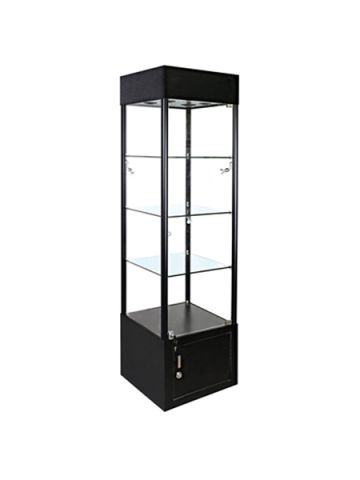 Square Lighted Tower Display Case, 20"L X 20"W x 73"H