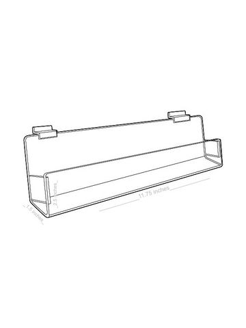 Acrylic J Racks Shelves for Slatwall with closed ends, 12"