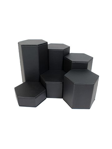 Black Faux Leather, Hexagon Riser Set