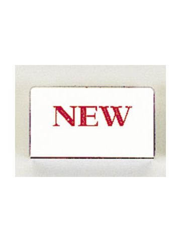 Red on Silver, "NEW" Showcase Signs