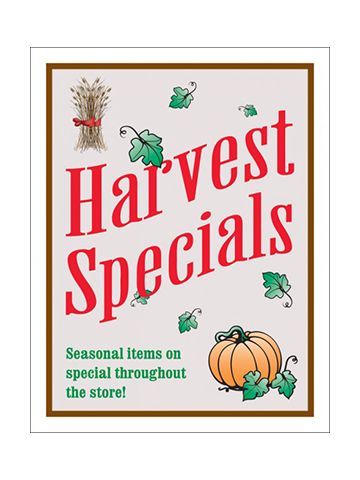 Window Poster, "Harvest Specials ", 28" x 36"