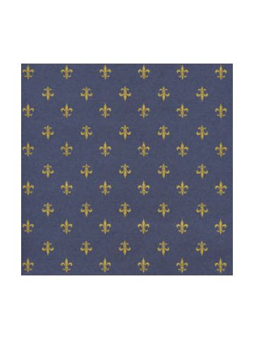 Floral & Tapestries Gift Wrap, Navy & Gold Fluer De Lis, Kraft